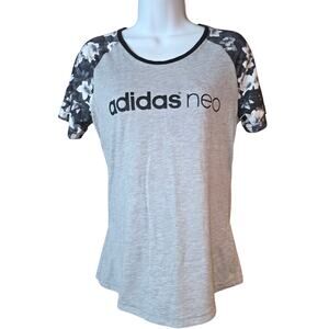 Adidas‎ Neo grey, floral sleeve top sz L